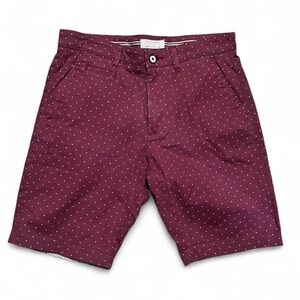 Cactus Men’s Maroon Polka Dot Shorts Size 30 – Casual Preppy Printed Shorts